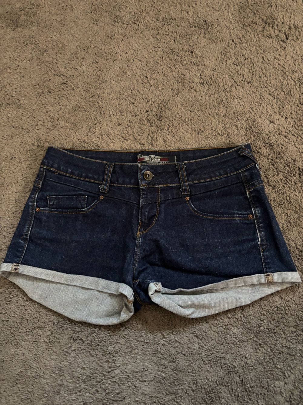 Zara Women's TRF Collection Core Denim Cuffed Shorts Size 4
